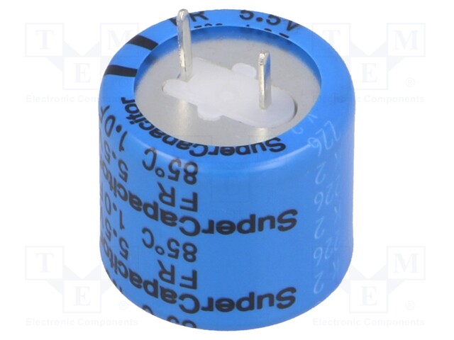 Capacitor: electrolytic; 1F; 5.5VDC; ESR: 60Ω; THT; -20÷+80%