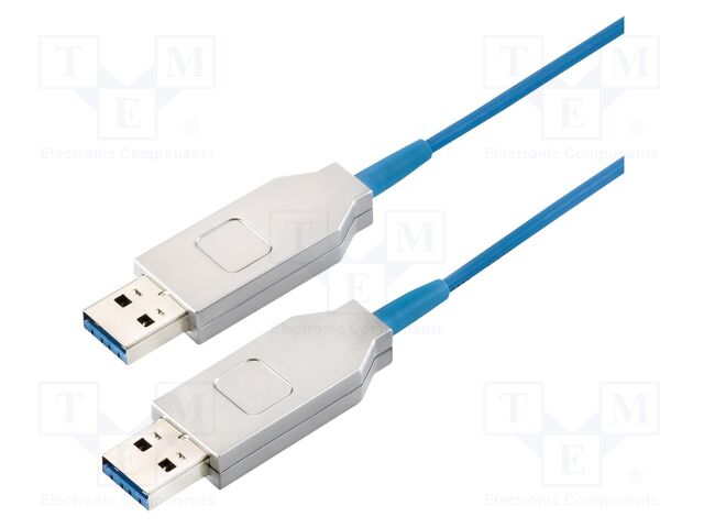 Cable; optical,USB 3.0; USB A plug,both sides; gold-plated; 30m