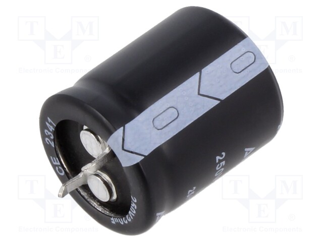 Capacitor: electrolytic; SNAP-IN; 220uF; 250VDC; Ø22x25mm; ±20%