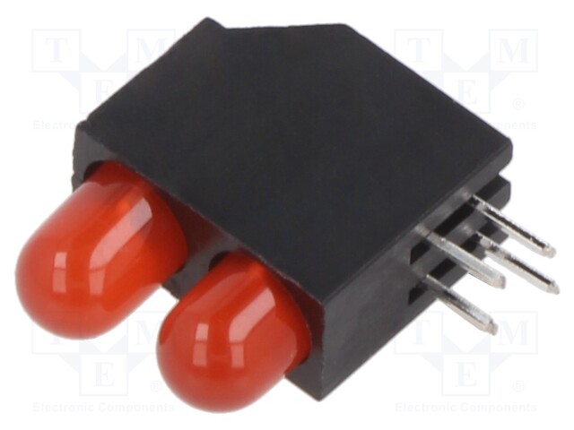LED; in housing; red; 5mm; No.of diodes: 2; 30mA; Lens: diffused; 60°