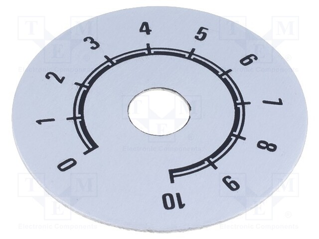 Scale; Range: 0 ÷ 10; Ø50mm; Øhole: 10mm; Mat: aluminium