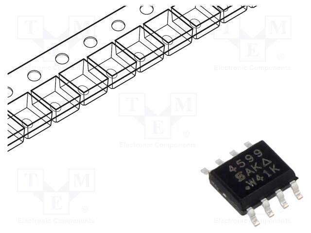 Dual MOSFET, Complementary N and P Channel, 40 V, 6.8 A, 0.0295 ohm, SOIC, Surface Mount