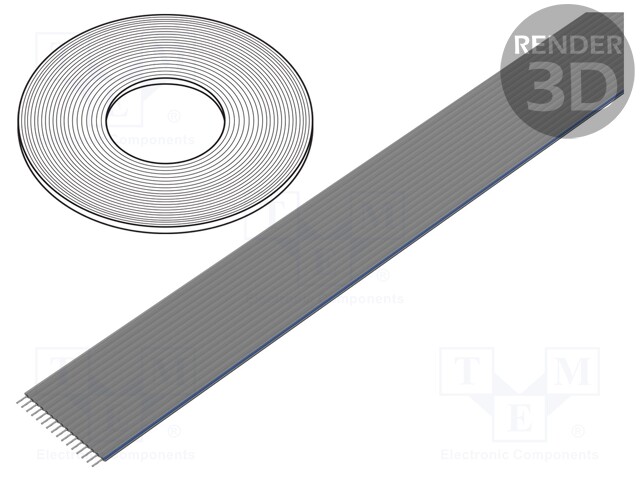Wire: ribbon; 1.27mm; stranded; Cu; unshielded; PO; 30.5m; 26x28AWG