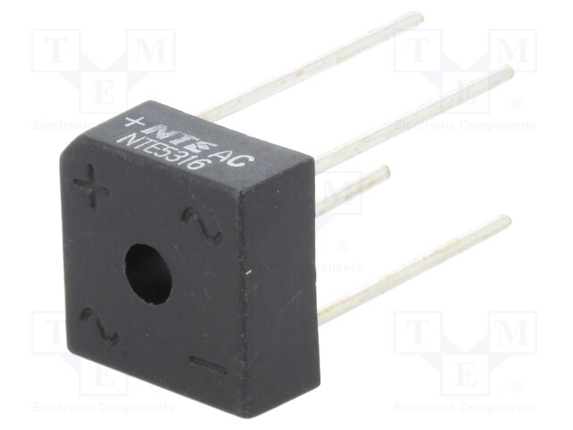 Single-phase bridge rectifier; Urmax: 800V; If: 8A; Ifsm: 200A; THT