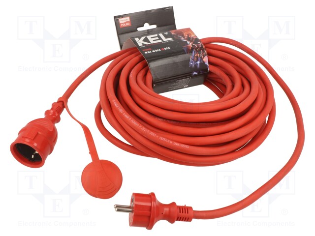Extension lead; Sockets: 1; rubber; black; 3x2,5mm2; 20m; 16A