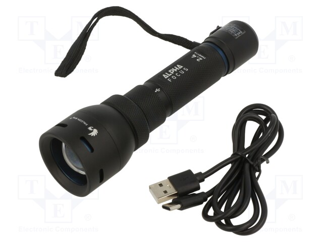 Torch: LED; luminous flux adjustment; 2h; 500lm; IPX4; FALCON EYE