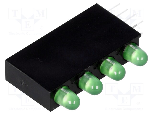 LED; in housing; green; 3mm; No.of diodes: 4; 20mA; 80°; 1.6÷2.6V