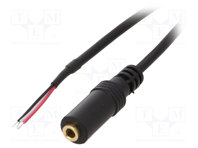 Cable; gold-plated; wires,Jack 3.5mm 3pin socket; 0.8m; black