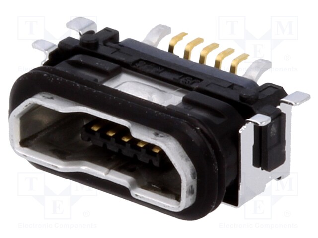 Socket; USB B micro; SMT; PIN: 5; with seal; USB 2.0; IPX7