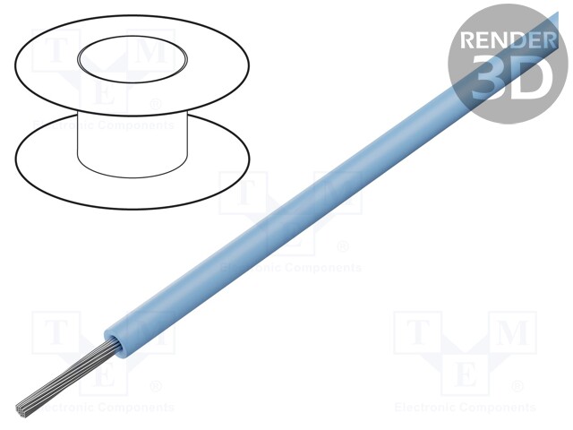 Wire; stranded; Cu; 22AWG; PTFE; light blue; 305m