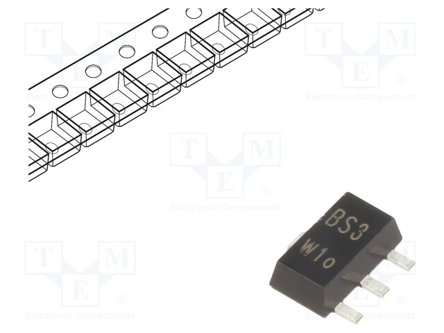 Transistor: PNP; bipolar; 80V; 1A; 1.3W; SOT89