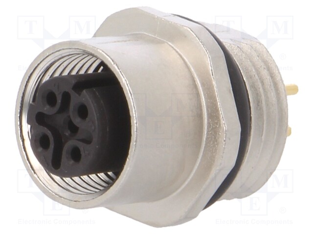 Socket; M12; PIN: 4; female; D code-Ethernet; for panel mounting