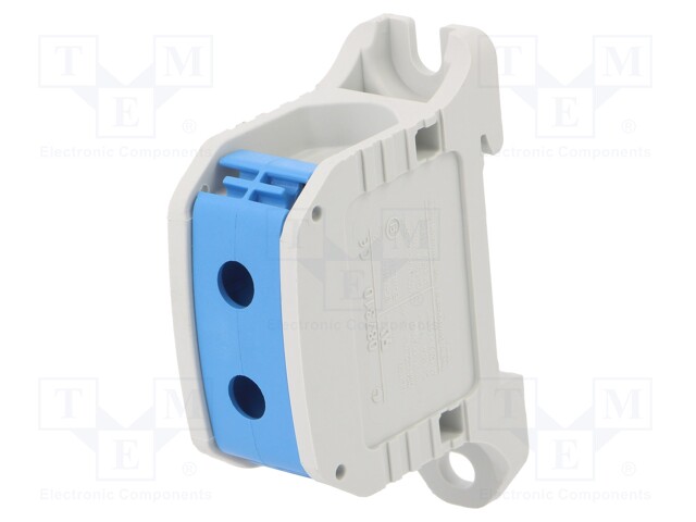 Splice terminal: rail; STB; 50mm2; ways: 1; terminals: 2; blue; TS35
