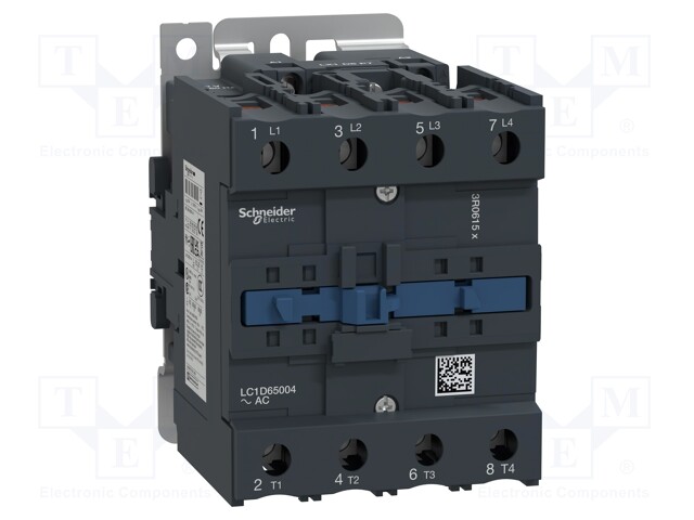 Contactor: 4-pole; NO x4; 230VAC; 65A; DIN,on panel; TeSys D
