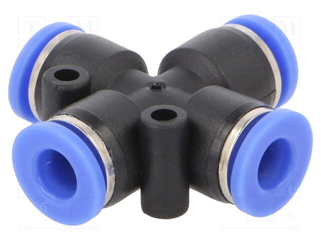Push-in fitting; -0.95÷15bar; Mat: PBT; Features: 4-fold branch