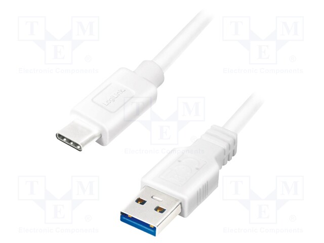 Cable; USB 3.0; USB A plug,USB C plug; 2m; white