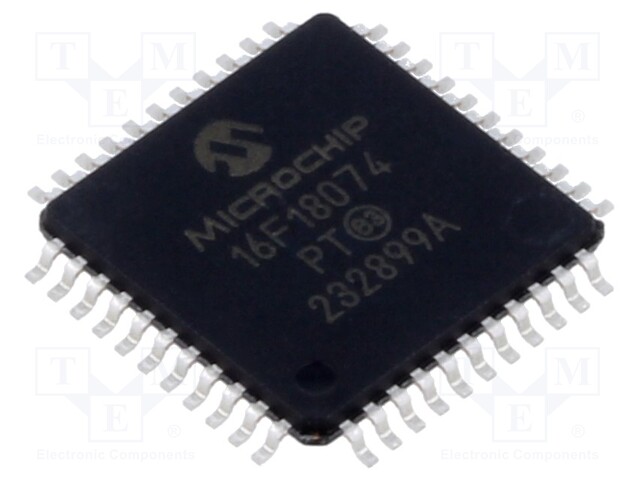 IC: PIC microcontroller; Memory: 7kB; SRAM: 512B; EEPROM: 128B; SMD