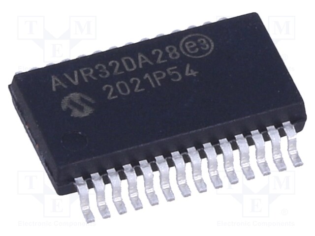 AVR microcontroller; EEPROM: 512B; SRAM: 4kB; Flash: 32kB; SSOP28
