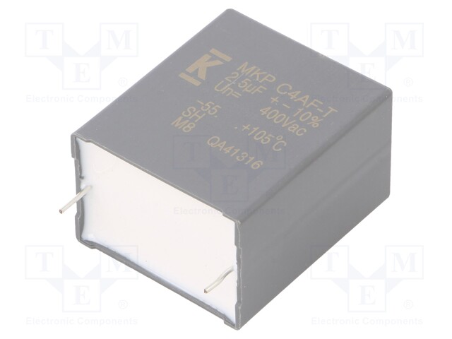 AC Film Capacitor, 2.5 µF, 400 VAC, Metallized PP, ± 10%, C4AF Series, Radial Box