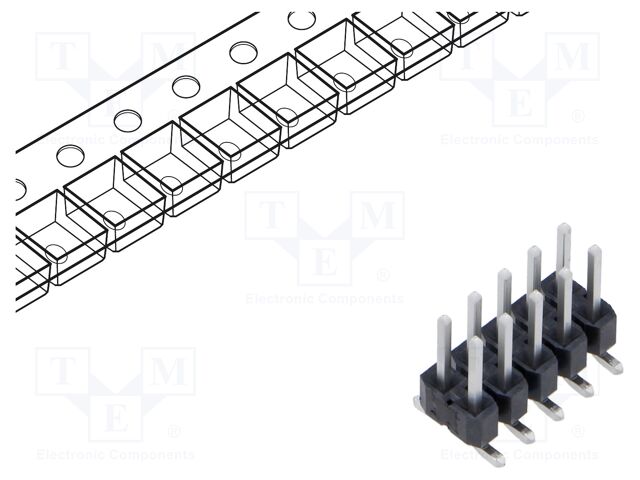 Connector: pin strips; male; PIN: 10; 2.54mm; tinned; SMT; vertical