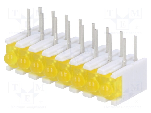 LED; in housing; yellow; No.of diodes: 8; 20mA; 38°; 2.1V; 25mcd