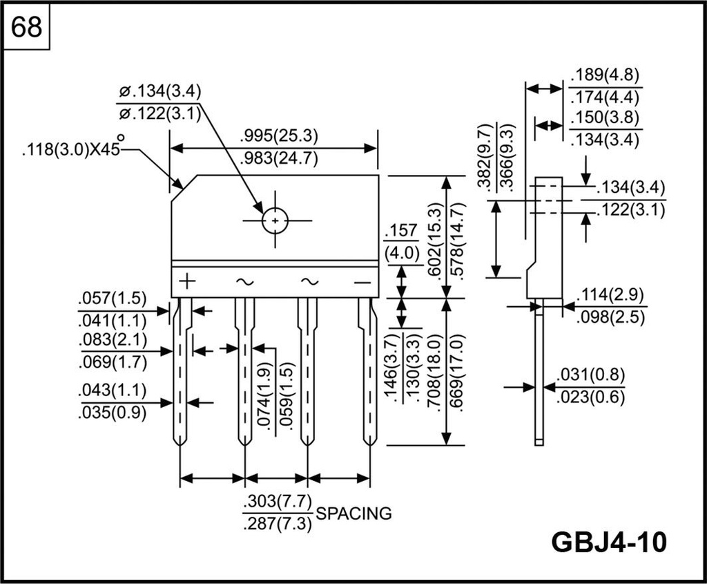 Bridge rectifier: single-phase; Urmax: 400V; If: 8A; Ifsm: 200A