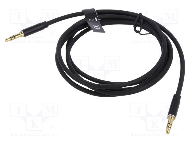 Cable; Jack 3.5mm 3pin plug,both sides; 1.5m; black