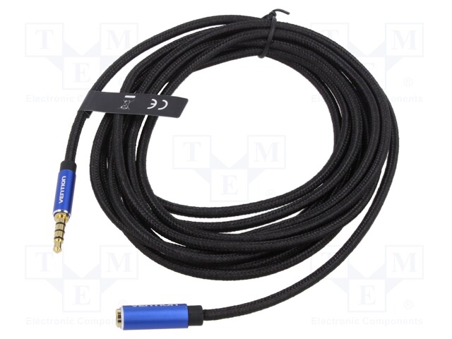 Cable; Jack 3.5mm 4pin socket,Jack 3,5mm 4pin plug; 0.5m; black