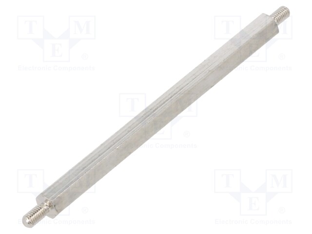 Screwed spacer sleeve; 70mm; Ext.thread: M3; hexagonal; brass