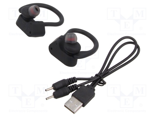 Wireless headphones with microphone; black; Features: with LED
