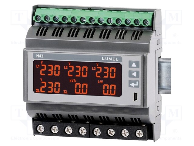 Power network meter; for DIN rail mounting; digital,mounting