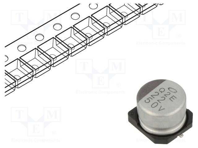 Capacitor: electrolytic; SMD; 22uF; 50VDC; Ø8x6.2mm; ±20%; 1000h