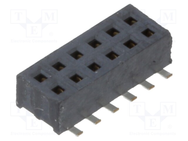 Connector: pin strips; female; PIN: 12; 1.27mm; gold flash; SMT