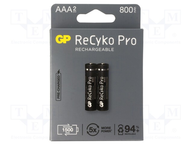 Re-battery: Ni-MH; AAA,R3; 1.2V; 820mAh; ReCYKO+ PRO; blister