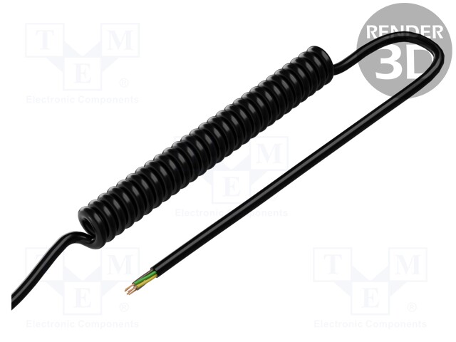 Wire: coiled; 6x0,22mm2; unshielded; PUR; black; 300V; 500mm; 2000mm