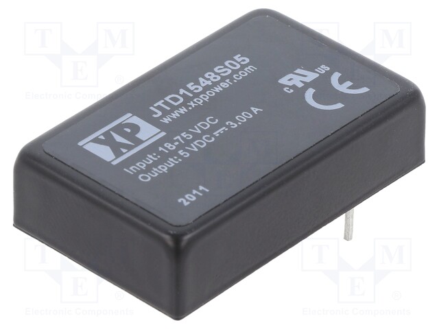 Isolated Board Mount DC/DC Converter, ITE, 1 Output, 15 W, 5 V, 3 A