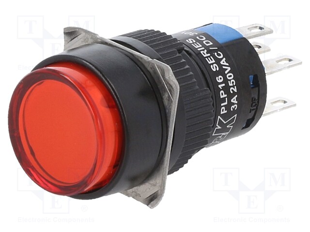 Switch: push-button; Pos: 2; 5A/250VAC; ON-ON; red; IP65; 18x18mm