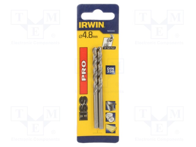 Drill bit; for metal; Ø: 4.8mm; L: 86mm; Working part len: 52mm