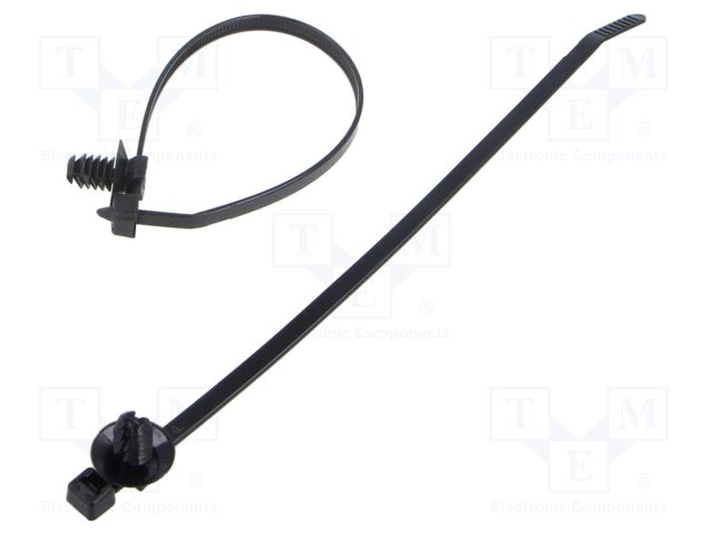 Cable tie; with fixing lugs; L: 188mm; polyamide; black; Ømax: 48mm