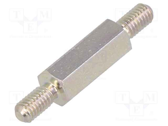 Screwed spacer sleeve; 12mm; Ext.thread: M3; hexagonal; steel