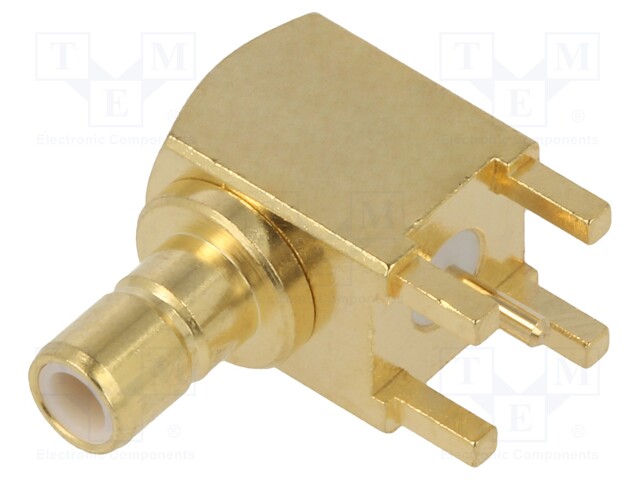 Socket; SMB; female; angled 90°; THT; on PCBs; teflon; gold-plated