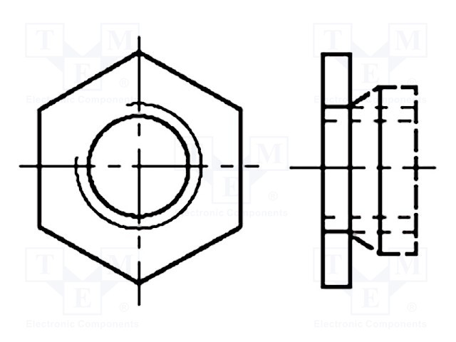 Nut; hexagonal; M2,5; A1 stainless steel; 4.8mm; BN: 642; push-on