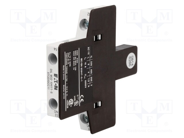 Auxiliary contacts; Leads: screw terminals; Contacts: NC + NO