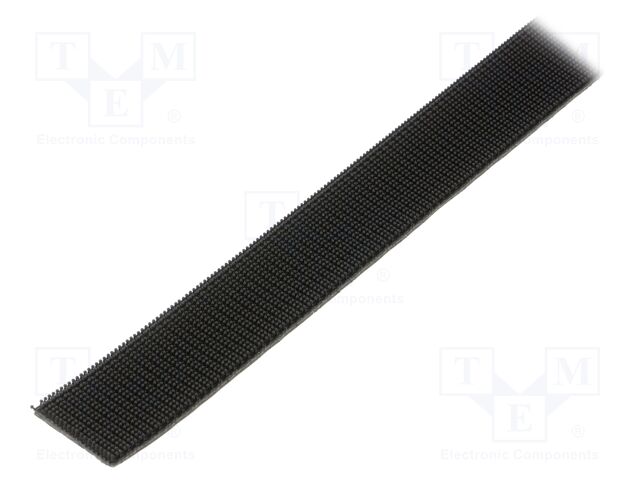 Tape: hook and loop; W: 25mm; L: 5m; Thk: 5.7mm; caoutchouc; black