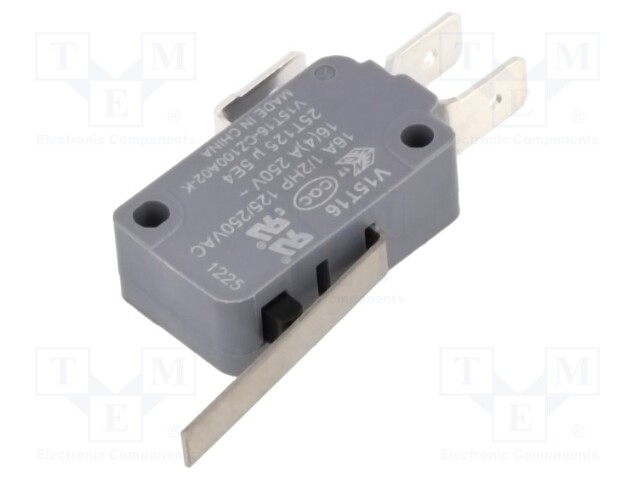 Microswitch SNAP ACTION; with lever; SPDT; 16A/250VAC; ON-(ON)