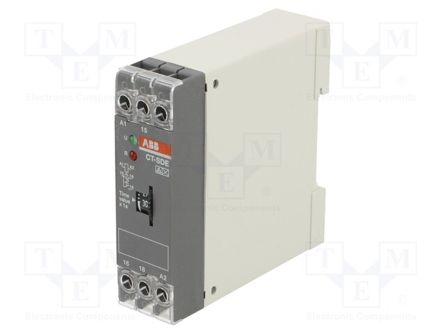 Time Delay Relay, 0.3 s, 30 s, SPST-NO, SPST-NC, DIN Rail