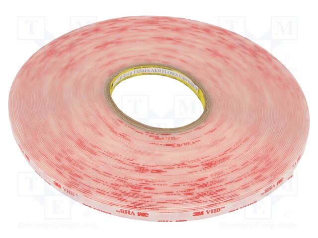 Tape: fixing; W: 9mm; L: 33m; D: 1mm; acrylic; transparent; -35÷90°C