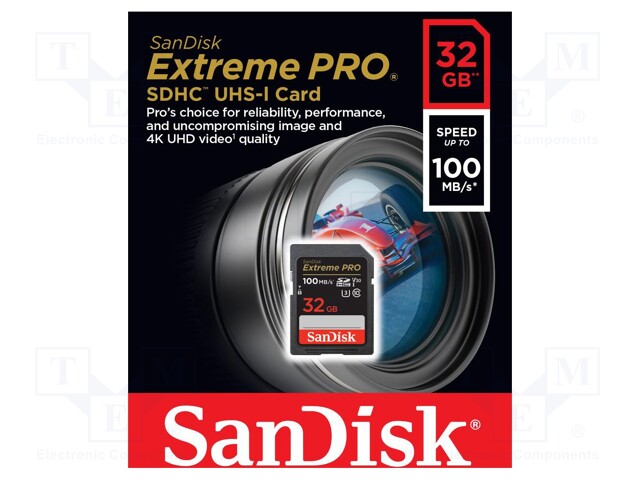 Memory card; Extreme Pro; SDHC; 32GB; R: 100MB/s; W: 90MB/s