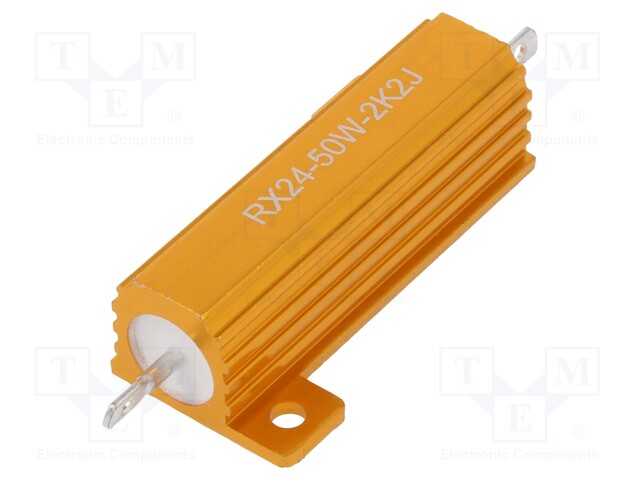 Resistor: wire-wound; with heatsink; 2.2kΩ; 50W; ±5%; 30ppm/°C