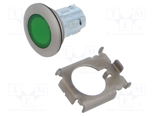 Switch: push-button; Stabl.pos: 1; 30mm; green; Pushbutton: flat